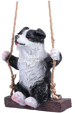 Milisten Statue de Chien en Résine pour Décoration de Jardin Balançoire Figurine d'animal Décoration D'intérieur pour Patio Et Paysage