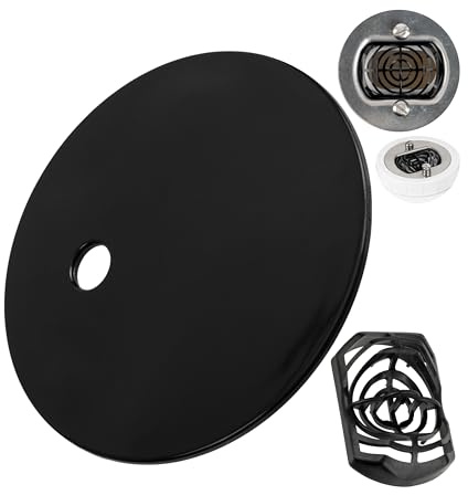 Abdeckhaube Set mit Haarsieb für Duschabfluss, Ø 90 mm, kompatibel mit Viega Domoplex Ablauf, schwarzer ABS ASA Deckel, Haarfilter Einsatz Dusche, Kappe Dusche Abfluss, Garnitur Abdeckung Duschwanne