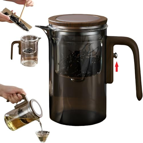 DRNKNSTX Enchanti Tetera, tetera mágica de cristal con diseño de brujería creativa, infusor de té de cristal desmontable para té suelto, ideal para preparar té (Gris, 20oz)