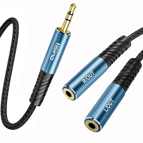 Tisino 3,5mm Klinke Y Splitter (30cm), Aux Splitter 2 Buchse auf 1 Stecker | Klinken-Y-Adapter für Gaming-Headsets, PS5, Xbox, PC, Smartphone & Laptop, 3,5mm-TRS-Stereo-Klinken-Kabel, HiFi-Sound