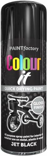 DUAYRA Jet Black Gloss Spray Paint 400ml | Quick Drying Effect | Hard Wearing Multipurpose Paints | Long Lasting Crack Resistant | All Purpose Interior Exterior | For Use On Wood, Plastic, Metal | (2)