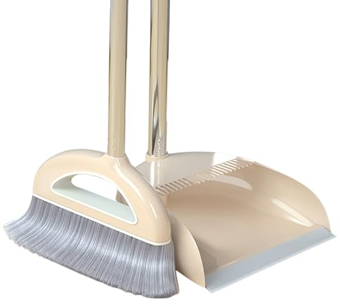 Broom and Dustpan Set - Upright Floor Cleaner, Non-Stick Hair Sweepers | Long Handle Comb Tray, Corner Brush Debris Picker, Compact Tidy Scoop Control, Home Offices Kitchen Surfaces Dust Tool