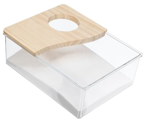 VICASKY Bac à Sable Transparent pour Hamster et Petits Animaux, Salle de Bain en Acrylique, Dimensions 20x15x8 Cm, Semi-Couvert, Accessoire pour Bain et Litière de Rongeurs