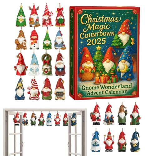 Adventskalender 2025 Mit Wichteln, Weihnachtswichtel Adventskalender 2025, Weihnachtskalender Mit Wichtel, 24 Tage Wichtel Puppenkalender Und 24 2D-Acryl-Zwergen, Für Kinder Und Erwachsene