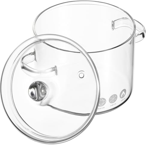 Baluue Pentola Zuppiera in Vetro Borosilicato Trasparente con Doppia Impugnatura per Cottura Uniforme e Resistente ad Alte Temperature Adatta per Noodles Zuppe e Uso Domestico