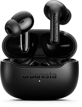Urbanista In Ear Hörlurar Trådlösa med ANC, Aktiv Brusreducering upp till 30dB, 32h Speltid, Multipoint Bluetooth, IPX4, Palermo - Svart