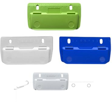 HUVZOR 3 Stück locher für ordner locher klein Taschenlocher, Mini-Taschenlocher für Etikettenbindung, Aktenlocher, Locher für Schule, Büro und Zuhause, Weiß/Blau/Grün