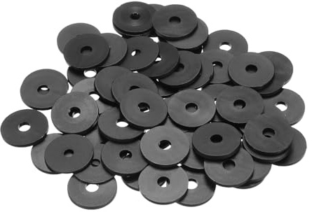 PATIKIL Arandela Plana De Nylon M5 55 Piezas 5 Mm Diámetro Interno 20 Mm Diámetro Externo 2 Mm Espesor Junta De Sellado De Plástico Separador Para Tornillos Bridas Grifos Tuberías Negro