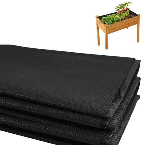 Issimober Fabric Liner for Large Veg Trough Outdoor Non Woven Raised Bed Planter Liner Black Vegetable Trugs Herb Planter Liner Heavy Duty Plant Grow Bag 160×210cm