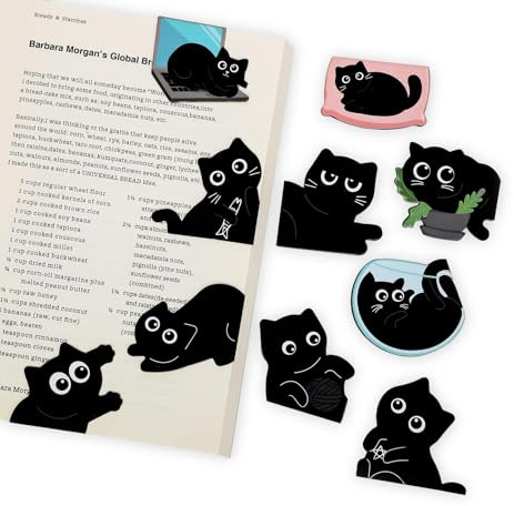 Miaherry 10er Magnetische Lesezeichen Niedliche Schwarze Katzen Magnetlesezeichen Persönlich magnetische Seitenmarker persönliche Lesezeichen für Lehrer Schüler Freunde Buchliebhaber Katzenliebhaber
