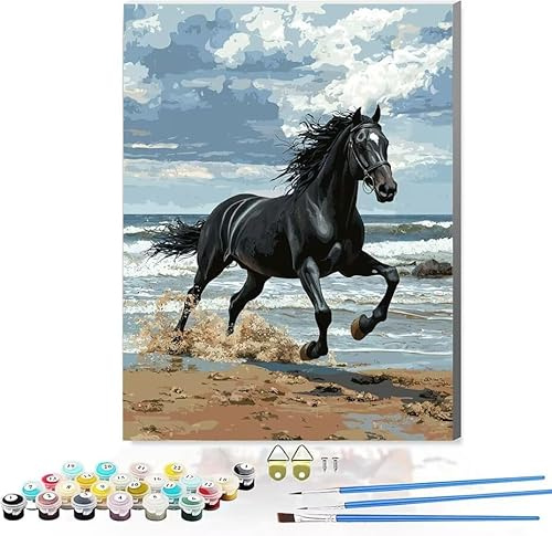 Pferd Malen Nach Zahlen für Erwachsene, Tiere Paint by Numbers, DIY Handgemalt Ölgemälde Kit, Malen Nach Zahlen Set mit Pinseln und Acrylfarbe, für Wohndekoration Geschenke (Ohne Rahmen) 40x50cm G-92