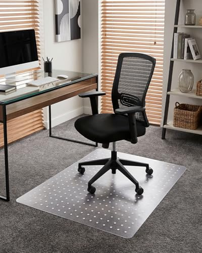 PVC Office Chair Mat for Carpet Floors, 75x120 cm Non-Slip Clear Floor Protectors, 2.2mm Thick Plastic Desk Chair Mat, Anti-Scratch Floor Protection Mat for Home Office Computer Desk Rolling Chair