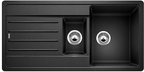 BLANCO LEGRA 6 S – Fregadero Rectangular de Granito con Desagüe Adicional para Armarios Bajos de 60 cm de Ancho – De SILGRANIT – Gris – 522207