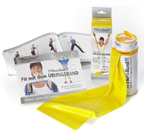 Thera Band ORIGINAL Übungsband Fitnessband inkl. Tasche 2,5 m, Leicht GELB
