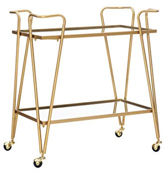 Linon Gina Mid-Century Bar Cart, Gold