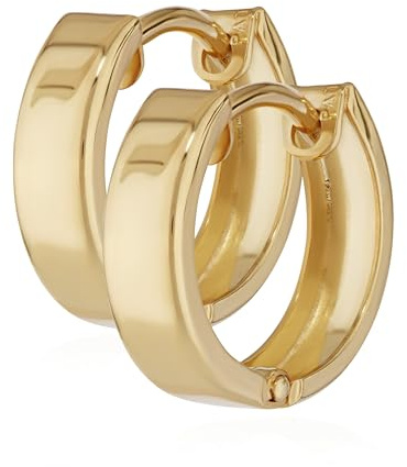 NKlaus Ohrringen Gold - Gelbgold 333 Creolen - Paar Klappcreolen glänzend - 12,4 x 3,2mm - Schmuck Damen und Mädchen - 4746