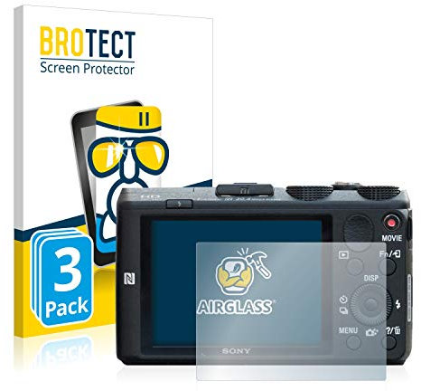BROTECT (3 Stück Schutzglas für Sony Cyber-Shot DSC-HX60 Schutzfolie Made in Germany Panzer Folie Glas Displayschutz [ 9H, Anti-Fingerprint]