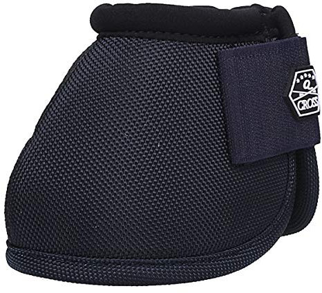 QHP Springglocken Technical Hufglocken mit No Turn-Einsatz, Klettverschluss, Extra Starke Rückseite, Q-Cross Line (L, Navy)