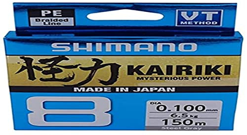 SHIMANO Kairiki 8, 150 Meter, Gris Claro, 0.130 mm/8.2 kg, Línea de Pesca Trenzada, 59Wpla58R12