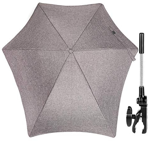 ZjRight Sombrilla Universal para Cochecito de Bebé, 70 cm Parasoles de Silla de Paseo con Revestimiento UV para Protección UV 50+, para Cochecito & Silla de Paseo - Gris Claro