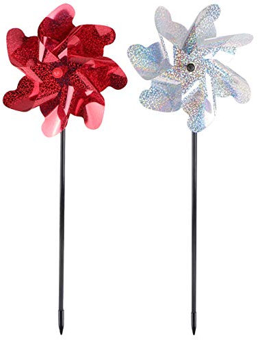 Cabilock 2pièces Éffaroucheur De Volatiles Réfléchissant Pinwheel Dispositif Anti-Oiseaux pour Et Verger Et Aléatoires Rouge