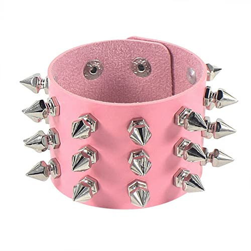 Egurs Gothic Punk Nietenarmband Leder Besetztes Armband Verstellbar Rock Biker breiter Riemen für Damen und Herren Rock Biker Fubehör