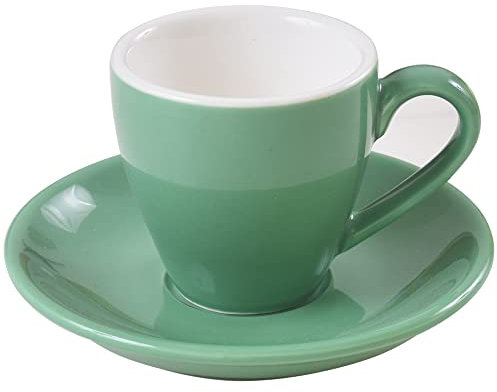 ionEgg Tazza da caffè in porcellana con piattino, tazza da caffè espresso, 80 ml, ciano
