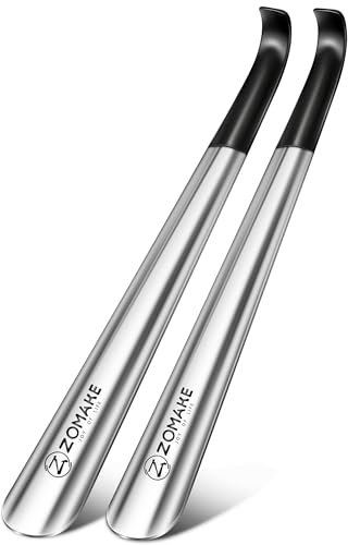 ZOMAKE Shoe Horn Long Handled, 42CM Long Shoehorn Metal for Men Women Elderly Seniors, Extra Long Shoe Spoon Helper Football Boot Horn (2 pcs)