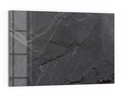 DEQORI Glas-Magnettafel | 90x60 cm groß | Motiv Schiefersteinoptik | Memo-Board aus Glas | Magnetboard inkl. Magnete, Stift & Tuch für Küche & Büro | Tafel magnetisch & beschreibbar