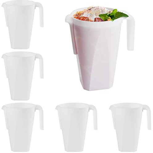 MATANA 6 Brocche in Plastica, Caraffe Bianche (1,5L) - Cocktail, Limonata, Punch, Sangria, Birre e Altro - Compleanni, Matrimoni, Natale, Picnic, Barbecue, Feste - Resistenti e Riutilizzabili