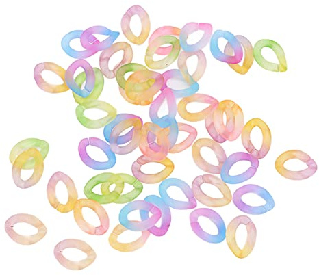 50 Stück Kettenglieder, Einfach zu Montieren und zu Demontieren, Kettenglieder, Buntes Acrylmaterial, DIY Schmuck, Dekoration, Spiel, Kleidung, Handtasche, Offenes Kettenglied (Transparent zweifarbig)