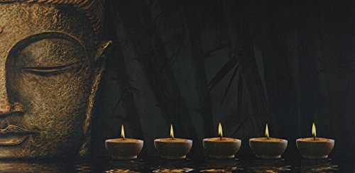 Mendler LED-Bild-AM, Leinwandbild Leuchtbild Wandbild, Timer FSC-zertifiziert - 110x55cm Buddha, flackernd