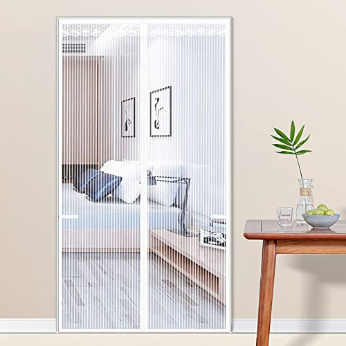 JYHCD Fliegengitter Tür Insektenschutz Magnetvorhang,Fliegengitter Magnet Anti-Moskito Mesh Vorhang Balkontür Terrassentür Fliegenvorhang,Kinderleichte Klebemontage Ohne Bohren,Weiß,120x210cm(W x H)