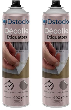 DSTOCK60 - 2 x Etikettenabzieher, 400 ml, Aerosol – Spray zum Abziehen von Etiketten – entfernt Etiketten, Klebstoffe und Rückstände schnell, Klebstoffentferner