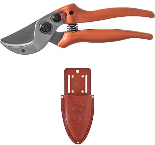 Original LÖWE Set bestehend aus Jagdschere 15.114 zum Aufbrechen und Zerwirken von Knochen und Fleisch & Leder Premium Holster 9809 mit Gürtel-Clip zur Aufbewahrung am Gürtel oder Hosentasche