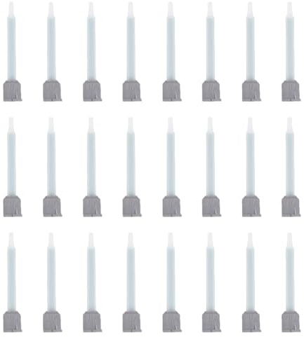 SUPERFINDINGS 24Pcs Plastic Epoxy Mixing Nozzle Tips Gray AB Glue Mixing Tube for Adhesive Gun 1:1 Resin Mixing Nozzle Flat Buckle for AB Glue Adhesive 9x1.8cm, Hole: 0.18cm/0.35cm