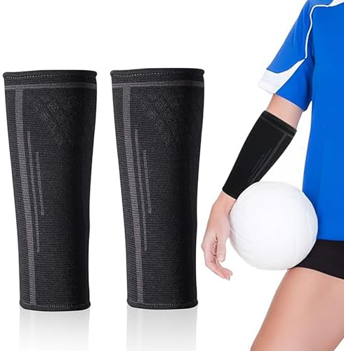 CHENNAN 2 st volleyboll armskydd elastisk ärm volleyboll sport volleyboll manschett unisex arm volleyboll ärmar elastiska ärmar för armbåge manschett för armen, L, svart, L