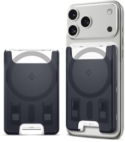 Spigen Classic C1 MagFit 3-Karten Magnet-Wallet für MagSafe & Pixelsnap | Retro-Futuristisches Kartenetui mit von iMac inspiriertem PC Gehäuse, einfachem Kartenzugriff und sicherem Halt - Graphit