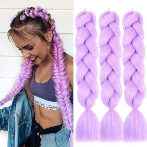 Meches Pour Tresses Africaine Kanekalon Meches Tresse Cheveux Extension | de Rajout Cheveux de Fibre Synthétique crochet braids meches violet