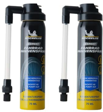 MICHELIN Expert - Spray antiforatura per bicicletta, 2 x 75 ml, sigillante per pneumatici per bicicletta, riparazione pneumatici per bicicletta, senza attrezzi