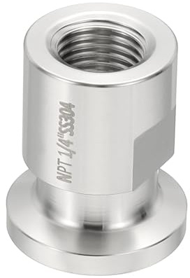 PATIKIL 1/2 in TC Tri Clamps Adaptor, 1pcs Tri Clamps Fittings to NPT 1/4 Female Thread Adaptor Sanitary 304 Stainless Steel for Food Beverage Equipment, 25.4mm Ferrule