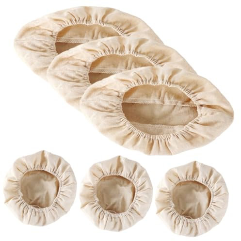 Cabilock Forro De Tela Para Cesta De Pan Redonda y Ovalada 6 Piezas 23x8cm y 25x15x8cm Lino De Algodón Transpirable Para Hornear Pan Masa Madre Accesorios Para Cocina y Fermentación