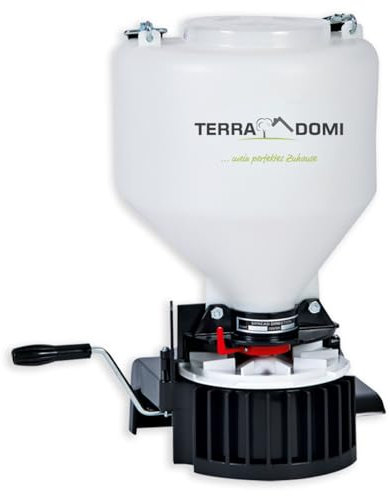 TerraDomi Universal Streuer | Manuelles Streugerät für Dünger, Saatgut & Streusalz | Handstreuer für Garten & Winterdienst | 9L Behälter | Ergonomisch & leicht | Ideale gleichmäßige Verteilung