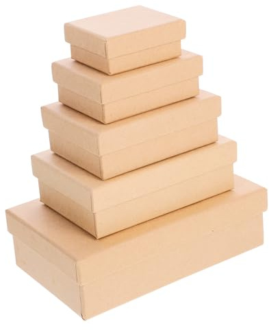 Parliky 5stücke Aufbewahrungsboxe mit Deckel Rechteckige Geschenkboxen aus Robustem Kraftpapier Multifunktionale Verpackungsboxen für Backwaren Schmuck und Dessert