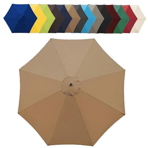 Generisch Toit de rechange imperméable pour parasol de terrasse en plein air, parasol de marché, parasol de plage avec 6/8 baleines stables, tissu épais et solide, marron, 200/270/300 cm