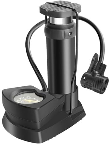 ULTECHNOVO Tragbare Fußluftpumpe mit Manometer für Fahrrad und Motorradreifen Vielseitig für Sportbälle Kompakt für Outdoor Einsatz