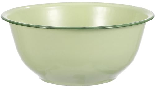 Cabilock Enamel Bowl 8.27 Inch Thickened Vintage Deep Basin with Lid for Kitchen Food Storage Soup Salad Mixing Household Enamelware
