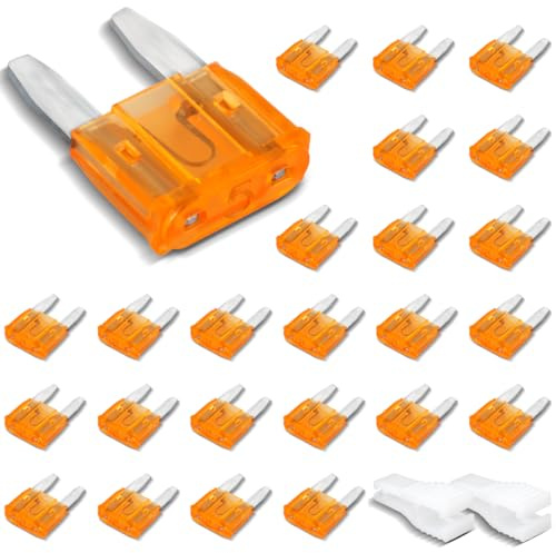 Innfeeltech 25 pezzi mini fusibile automobilistico, fusibile auto piatto 5A con 2 clip di plastica per auto, camion e moto