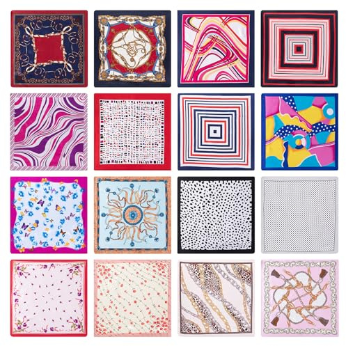 HBselect Bandana Damen Herren 16 Stück Nickitücher Kopftuch Halstuch Männer | Kopftücher Halstuch Männer Paisley Muster, Mischfarben Taschentücher Haar Schal Quadratische Tücher Bandanas 55x55cm
