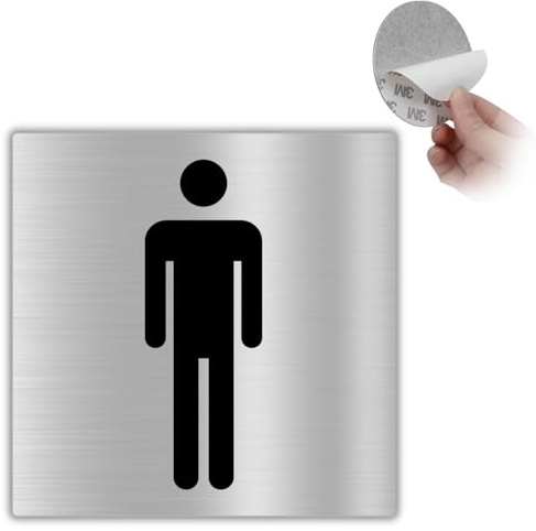 LEIASA | Cartello Adesivo Bagno Uomo 10x10 cm - Alluminio Targa Toilette Adesivo 3M 0,8 mm